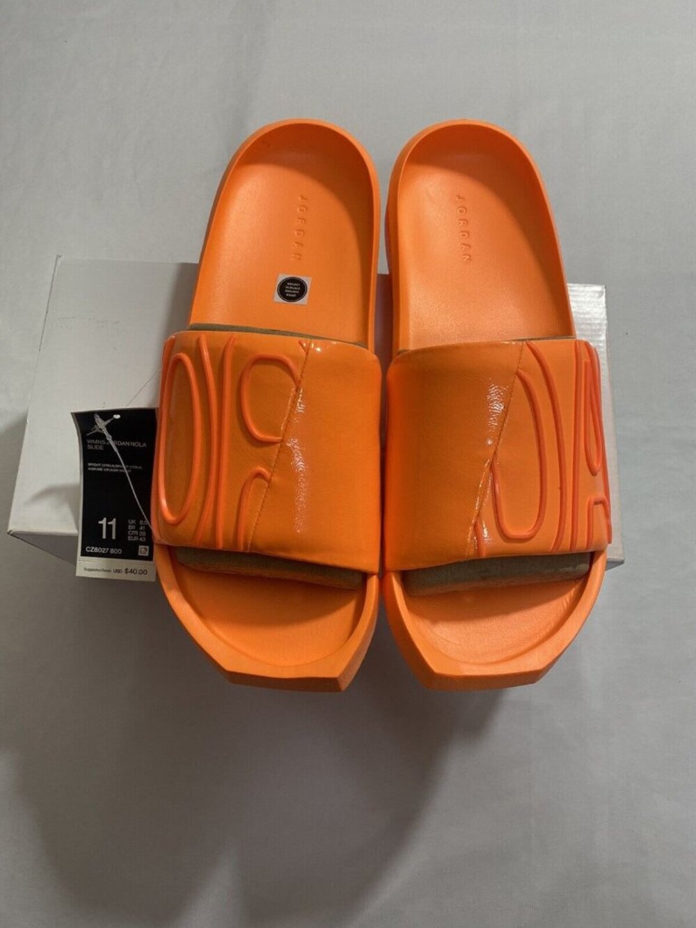 New Womens Size 11 Orange Jordan Nola Slides CZ8027 800